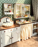 1:6 Scale Dollhouse Kitchen Furniture Miniature Vintage Style Sink Counter Wooden Cupboard Shelves Cabinet For Dolls Handmade