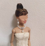 1:6 Scale Doll Necklace and Earrings Set Miniature Faux Pearl Jewellery Handmade
