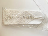 A Pair Ivory Floral Lace Wedding Gloves Bridal Fingerless beaded Lace Gloves