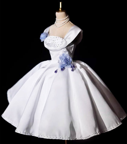 Craftuneed Handmade Classic White Doll Dress Set with Petticoat & Necklace Custom Fit for 1/6 1/4 1/3 Scale dolls