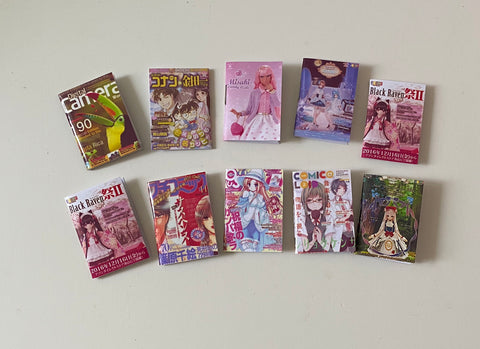 1:6 Set of 10 miniature dollhouse magazine doll Japanese comics magazine books