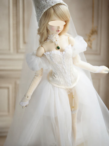 1:3 Scale Doll Vintage Lace Corset Outfit Handmade Miniature Hat Necklace Stockings