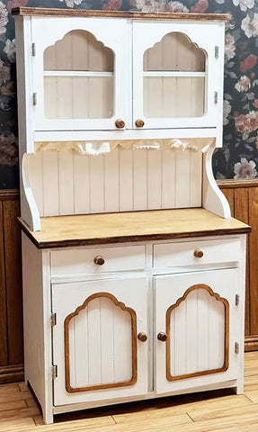 1:6 Scale Dollhouse Kitchen Cabinet Handmade Miniature Cupboard Wooden Hutch Furniture