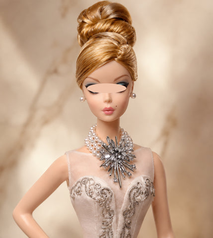 1:6 Scale Doll Faux Pearl Necklace and Earrings Set Miniature Rhinestone Jewellery