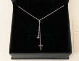 Craftuneed women 925 silver zircon cross pendant necklace baptism jewellery with gift box