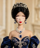 1:6 Scale Doll Faux Pearl Necklace Earrings Crown Miniature Navy Rhinestone Jewellery