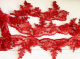Red Embroidered Lace Trim 2.5 Meters Sew On Floral Lace Trimming For Dress DIY Craftuneed