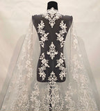 Ivory Beaded Lace Fabric by Yard Bridal Floral Sequin Embroidered Lace For Wedding DIY