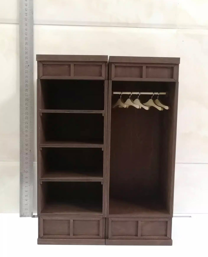 Handmade 1:6 scale Dollhouse Wooden Wardrobe Miniature Cabinet Storage Furniture