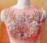Red Mesh Sequin Beaded Lace Applique Set Embroidery Motif for Couture Sewing DIY