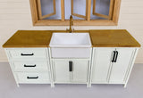 1:6 Scale Dollhouse Miniature Wooden Kitchen Sink Cabinet Bar Table Chairs Furniture