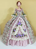 1:6 Scale Victorian Doll Dress Handmade Floral Historical Gown Lace Rococo Style Outfit