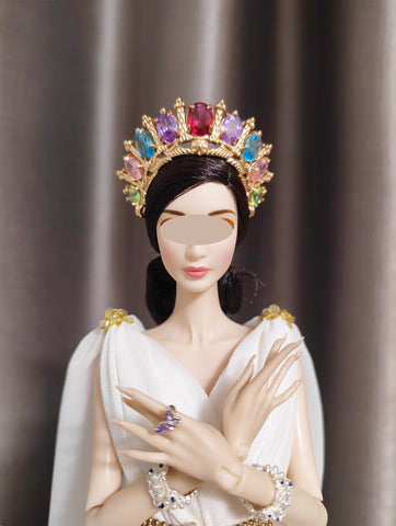 Handmade 1:6 Scale Doll Crown Miniature Crystal Tiara for Fashion Dolls (Multi-Color)