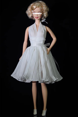 Craftuneed 1:6 Scale Miniature Doll off White colour Dress Hollywood Glamour Cocktail Outfit for fashion Dolls Handmade