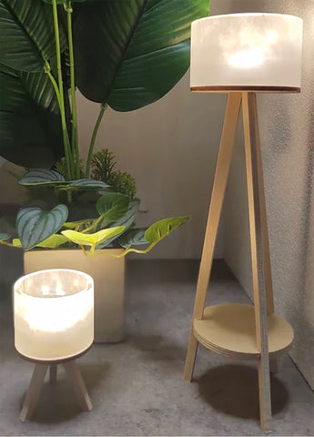 Handmade Dollhouse Modern Table Lamp & Floor Lamp Set 1:6 Scale Miniature Lighting