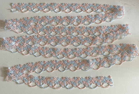 Craftuneed Bundle 2.1 Meters Blue &amp; Pink Floral Lace Trim Sew on Embroidered cotton lace trimming