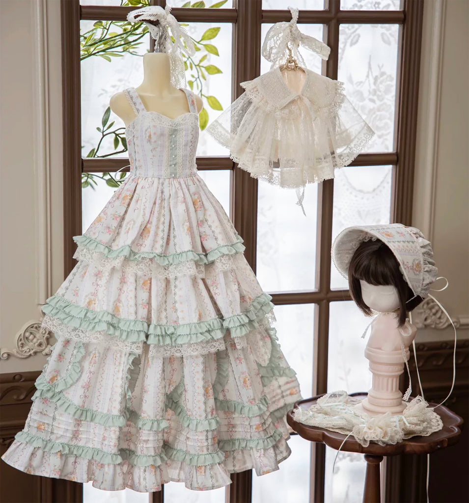 Victorian Rococo Floral Doll Dress Set Handmade Miniature Outfit 1/6 1/4 1/3 Scale
