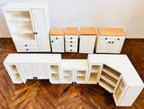 Handmade Dollhouse Kitchen Cabinet Set 1:12 Scale Miniature Wooden Corner Kitchen Units