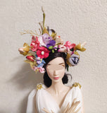 Handmade 1:6 Scale Floral Crown & Flower Hair Clip for Fashion Dolls Miniature Doll Headpiece