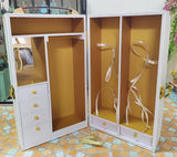 Handmade Dollhouse Portable Wardrobe Storage Case Miniature Doll Closet 1/6 1/12 Scale