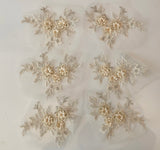 Craftuneed Job lot 6pcs lighter champagne 3D lace applique sew on double layer floral lace motif patch