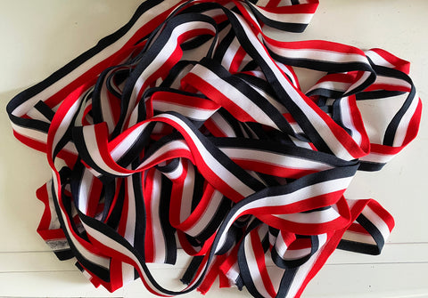 Craftuneed Bundle 11.5 Meters Striped Cotton Trim Red, Black & White Ribbon for Sewing, Craft DIY Projects in 3cm width