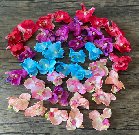 Craftuneed Job lot 41pcs artificial Orchid flower head bundle floral petals for craft making