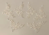 Craftuneed Bundle 6pcs ivory floral lace applique sew on bridal embroidered lace motif patch