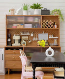 Handmade 1:6 Scale Dollhouse Sideboard Cabinet Miniature Kitchen Hutch with Pegboard Hooks