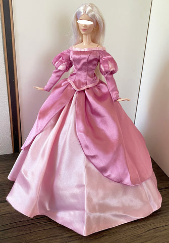 Craftuneed 1:6 Scale Doll Princess Ball Gown and petticoat Miniature Pink Satin Dress for Fashion Dolls Handmade