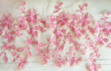 Bundle 5pcs Pink shades Sequin Floral Lace Applique: Sew-On Tulle Motif Patch (28cm x 14cm)