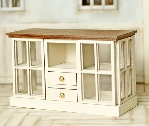 Dollhouse Display Cabinet DIY Kit – 1/6 & 1/12 Scale Miniature Sideboard (Unassembled)
