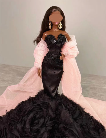 Handmade 1:6 Scale Doll Dress Mermaid Dress Miniature Couture Style Evening Gown