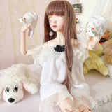Handmade BJD Pajama Dress & Slippers Set 1/6 1/4 1/3 Scale Miniature Doll Sleepwear