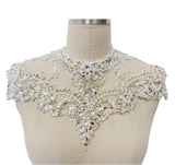 Rhinestone Lace Applique Panel, Bridal Beaded Bodice Motif Patch, Front Piece Only