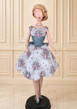 Vintage Inspired Doll Dress & Necklace Earrings Set Handmade 1:6 Scale Floral Gown