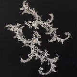 Gold Se5 Pairs Ivory Bridal Lace Applique Floral Embroidery Lace Motif Patch For Wedding DIY