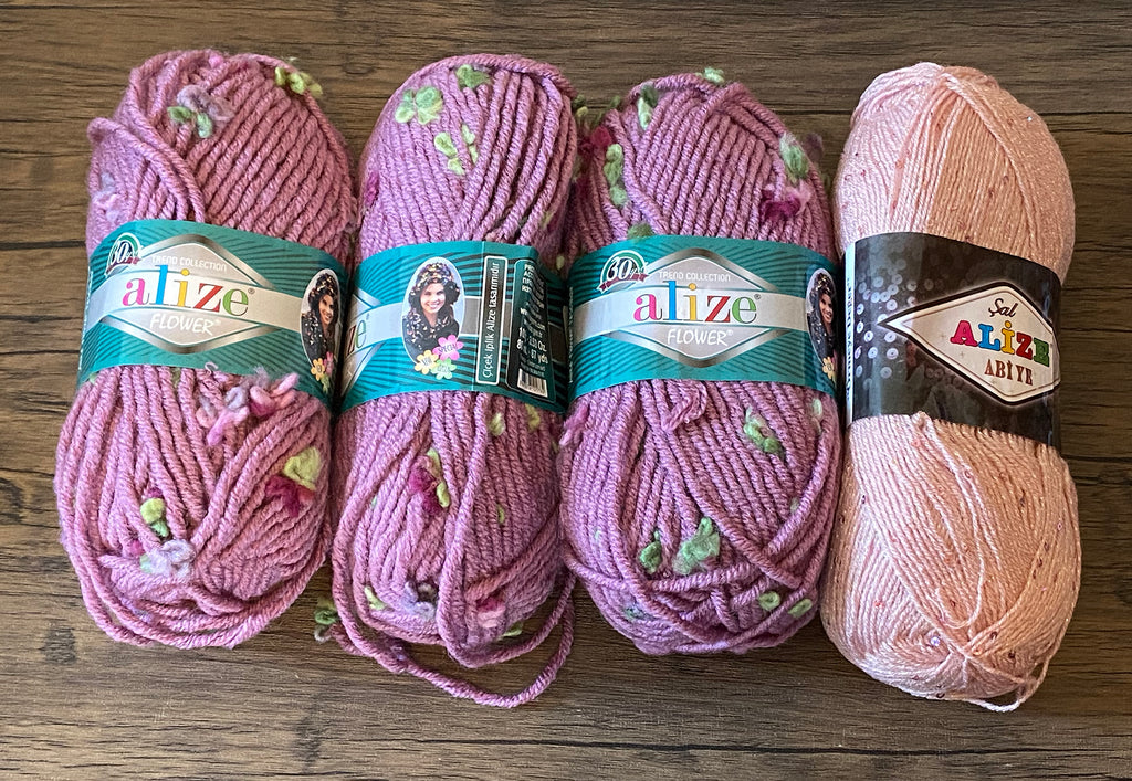 Job lot 4rolls Purple lilac & sequins Cherry Pink Acrylic Wool yarn for knitting and crochet diy