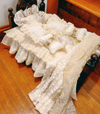 Handmade Dollhouse Bedding Set Miniature French Style Blanket Pillow 1/6 1/4 1/3 Scale