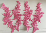 Craftuneed Bundle 4pcs Sharp Pink Floral Lace Applique Sew On Embroidered Tulle Lace Motif Patch