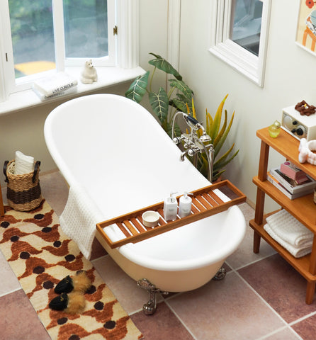 Craftuneed 1:6 Scale Miniature Vintage Clawfoot Bathtub and Freestanding Faucet Dollhouse Bathroom Bath Furniture For Fashion Dolls