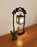 Craftuneed 1:6 Scale Dollhouse Traditional Japanese Lantern with Wooden Stand Miniature Diorama Hanging Light Accessory For Fashion Dolls