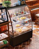 Craftuneed 1:6 Scale Miniature Cafe Bakery Display Cabinet with light Dollhouse Kitchen Cake Showcase Counter Furniture for Fashion Dolls