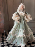 Craftuneed Handmade Luxury 1:6 Scale French Vintage Style Doll Dress with Headband Miniature Haute Couture Doll Gown for BJD, OB24