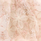 Pink 3D Floral Embroidered Lace Fabric with Sequins Tulle Mesh 3 Meters