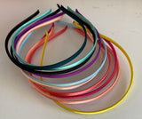 Set of 10 Alice Bands – Mixed Colour Satin fabric wrapped Headbands For Women