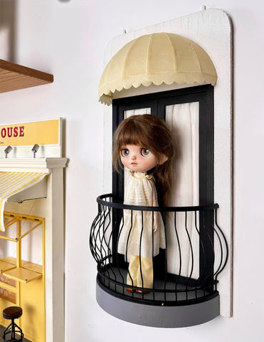 Craftuneed 1:6 scale Dollhouse Paris Balcony Scene French Style Wall Mounted Display for Fashion Dolls Handmade Personalised Logo