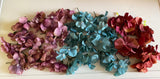 Craftuneed Bundle 34 bunches fabric floral petals sew on glue on hydrangeas flower petals green blue purple wine