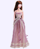 Handmade 1:6 Scale Doll Lace Dress with Necklace Miniature Victorian Style Gown Lilac