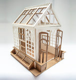 Miniature Greenhouse DIY Kit – 1/6, 1/12, 1/24 Scale Dollhouse Furniture Craft Kit Unfinished